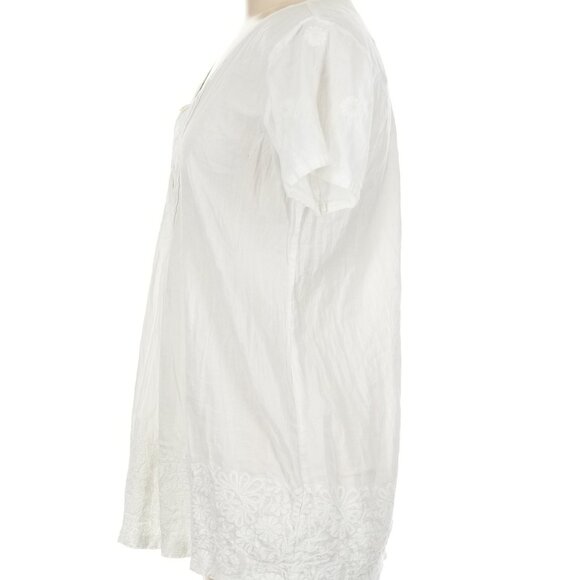 Ivory Cotton Tunic Top with Embroidered Hem – Size M - Picture 3 of 5